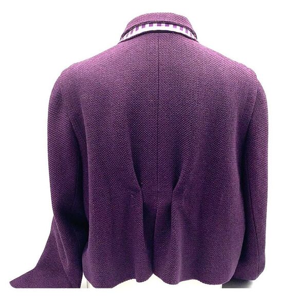 YSL Yves Saint Laurent Silk & Cotton Cropped Purple Coat Sz 12 (F44) - Picture 4 of 16